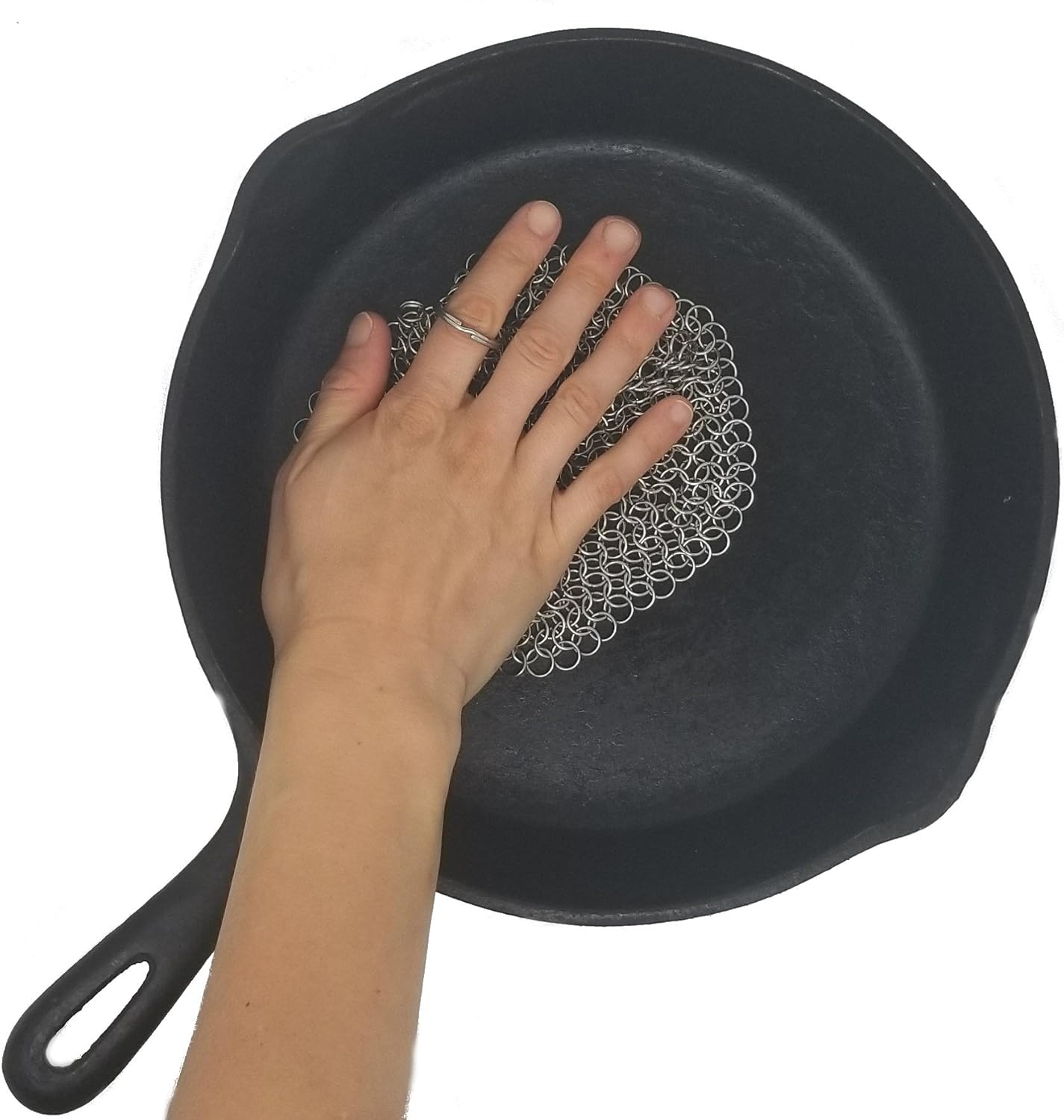 Chainmail Scrubber for Cast Iron Pans, Cast Iron Scrubber perfect for cleaning! This is a 6-Inch Round Stainless Steel Cast Iron Scrubber (Pots not included). : Health & Household