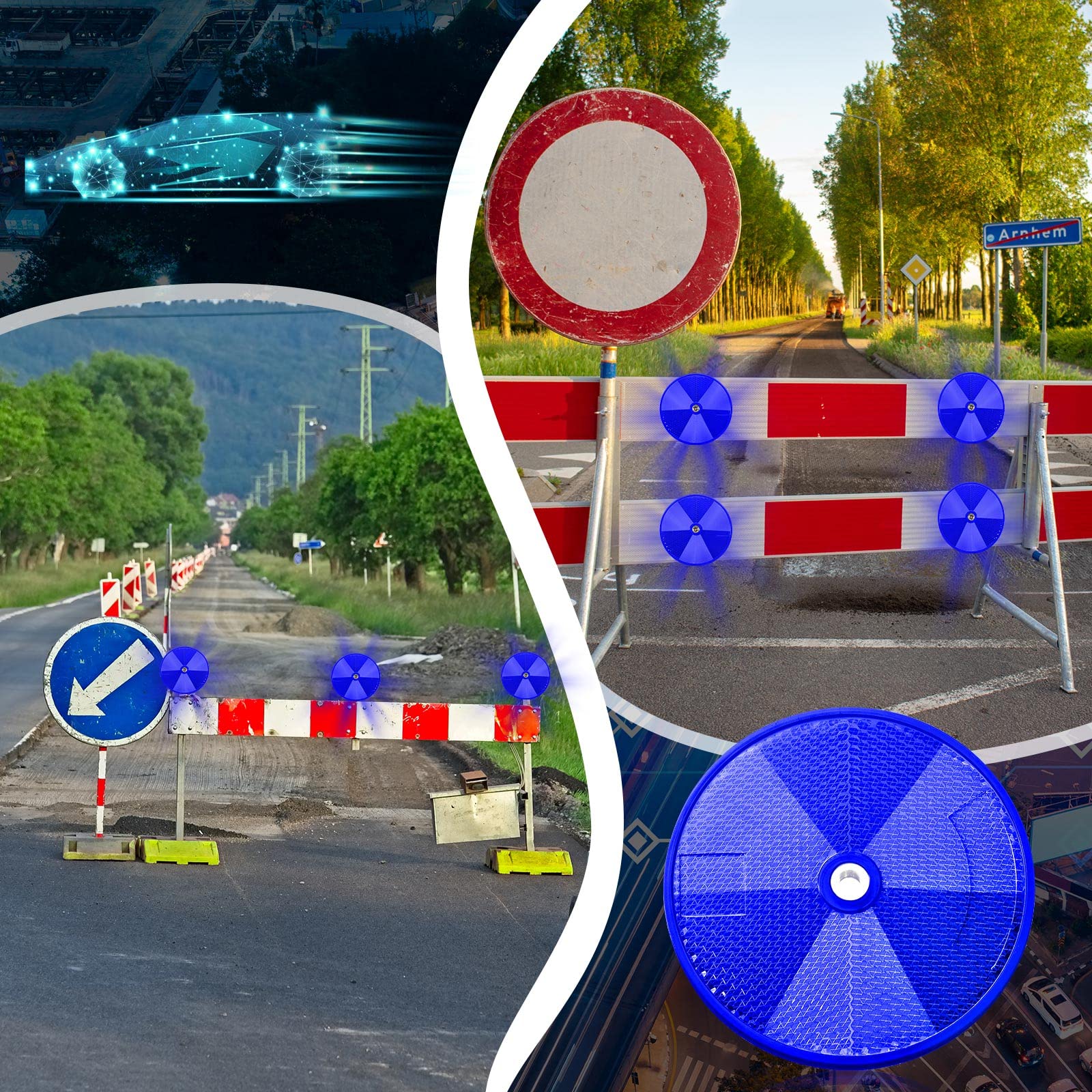 20 reflectores delanteros redondos de 3 pulgadas para remolques de seguridad con tornillos para postes de puerta de valla (azul) 7