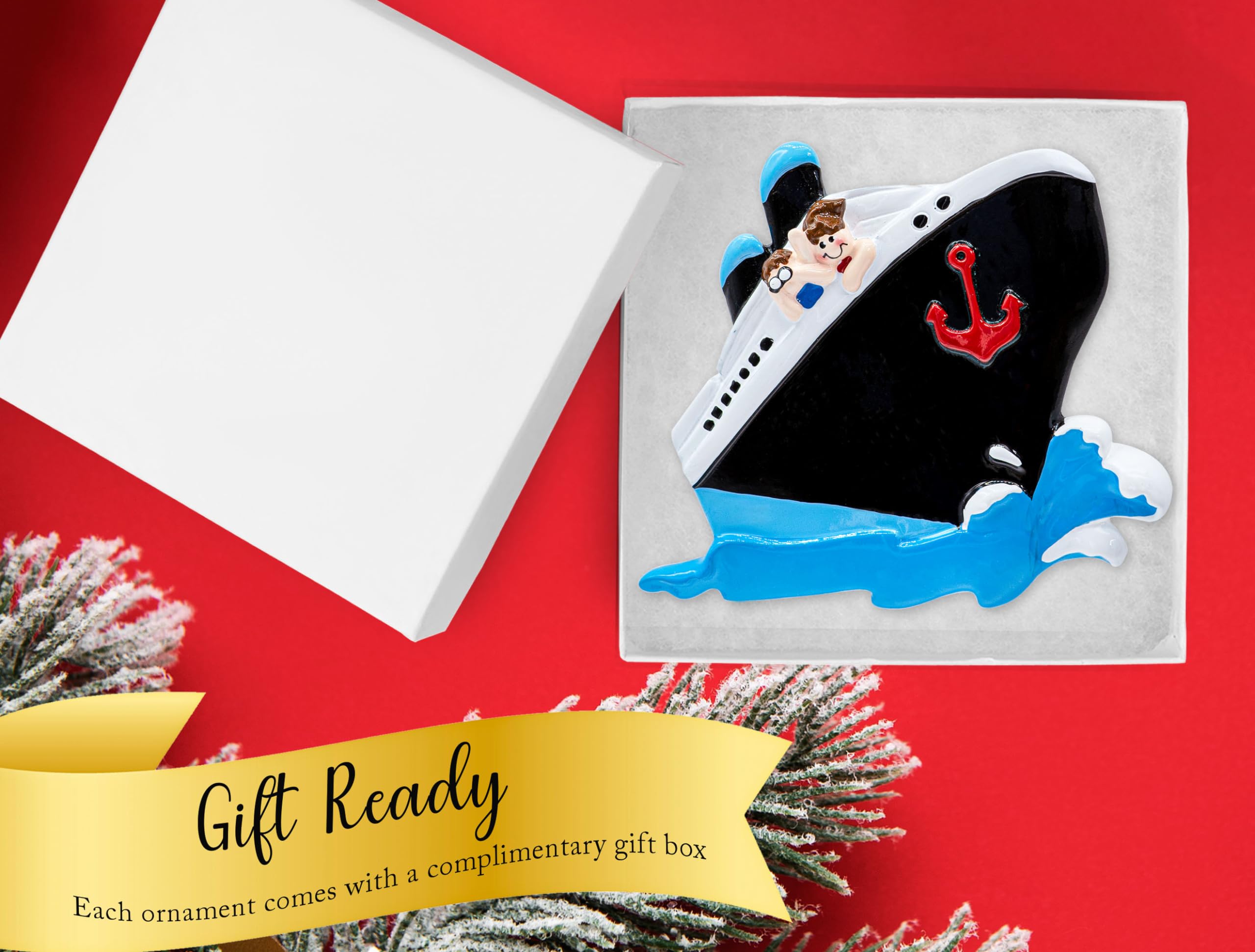 UniqXmas Personalized Cruise Travel Christmas Ornament 2025 | Cruising Couple Honeymoon Holiday, Ship Vacation Trip for Xmas Tree | Unique Keepsake - Custom Name & Year