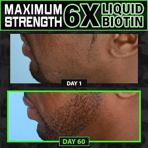 Miniatura 3 de Péptidos de colágeno de biotina líquida para el crecimiento y engrosamiento de la barba, suplemento de crecimiento de barba y cabello para hombres,
