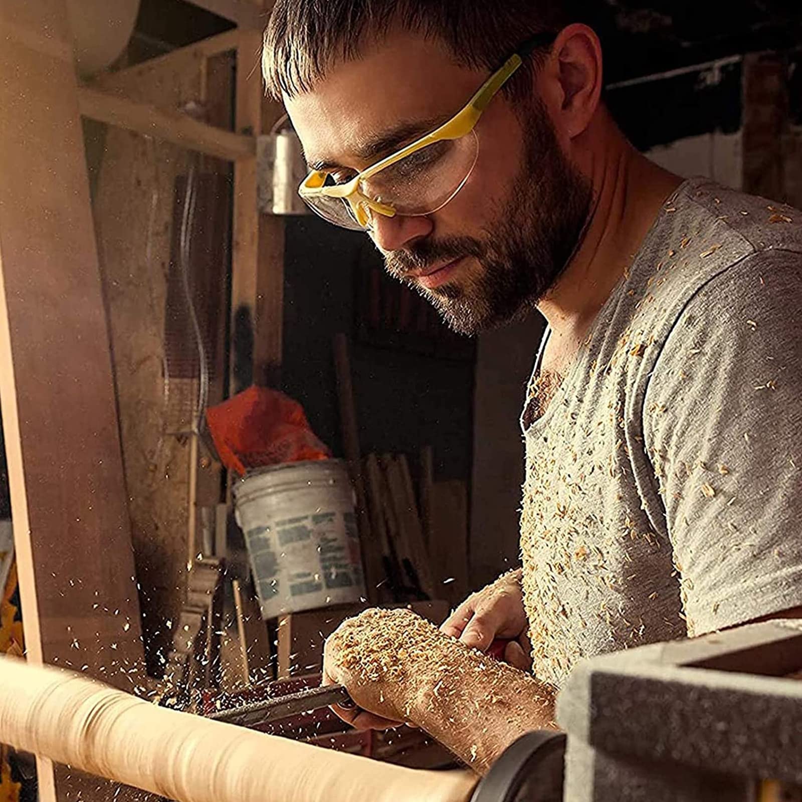 Ensemble de 6 ciseaux de tour à bois, outils de tournage du bois, ensemble de ciseaux à bois avec étui en bois, ensemble de gouges en acier rapide pour débutants, amateurs et professionnels