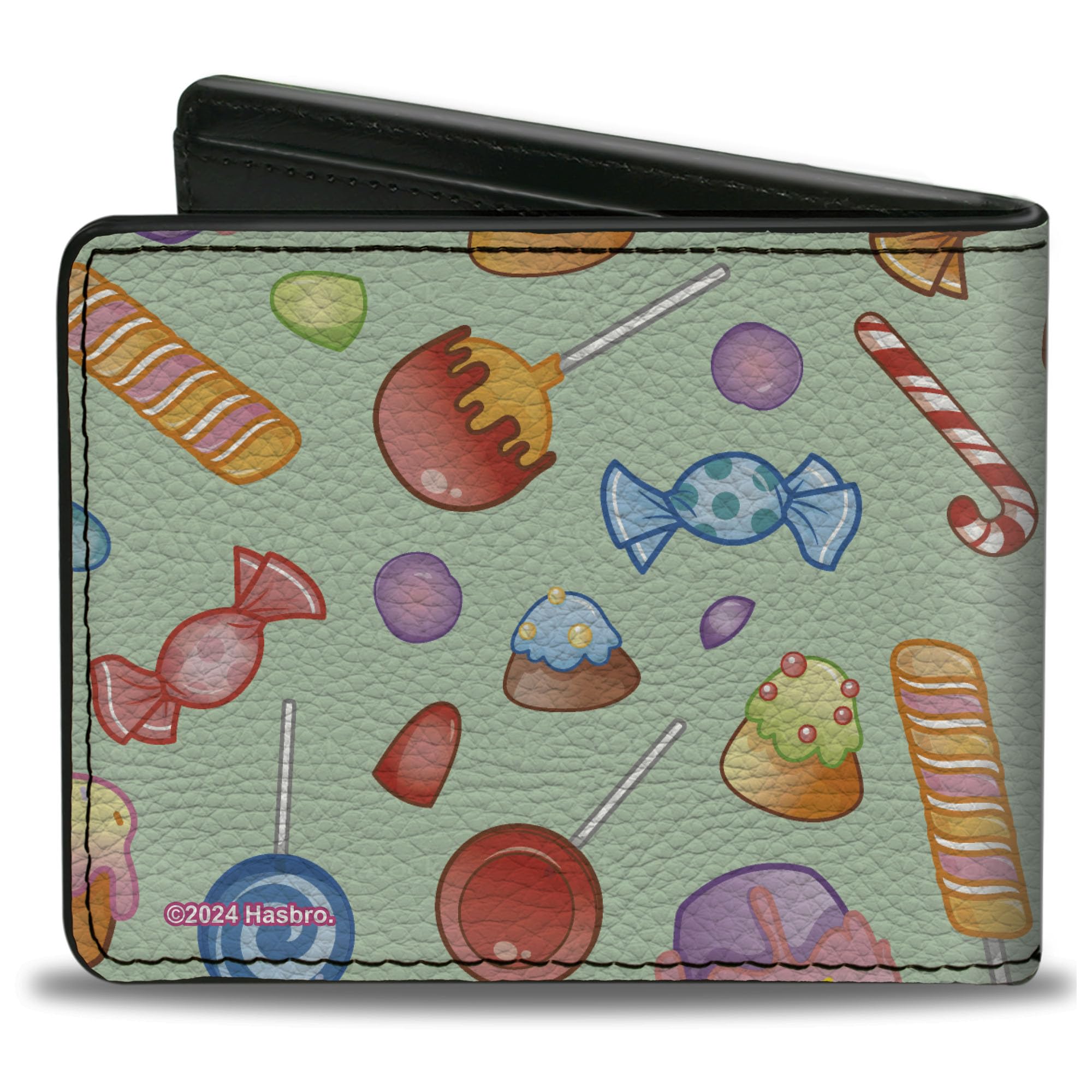 Buckle-Down Hasbro Wallet, Bifold, Candy Land Title Logo and Candy Collage Mint Green, Vegan Leather
