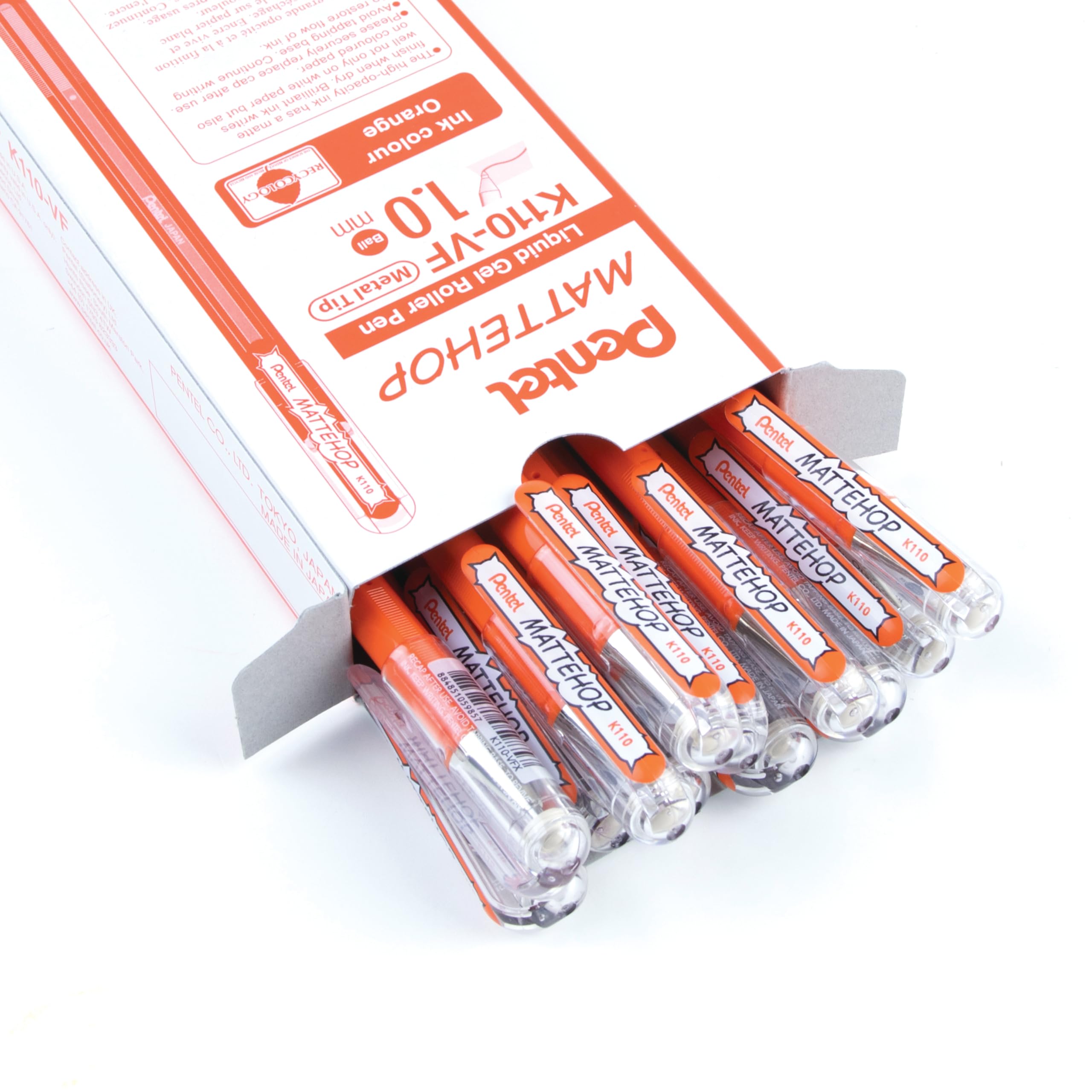Pentel Mattehop 1.0mm Gel Roller Orange - Pack of 12, 1 count (Pack of 12) - Image 2