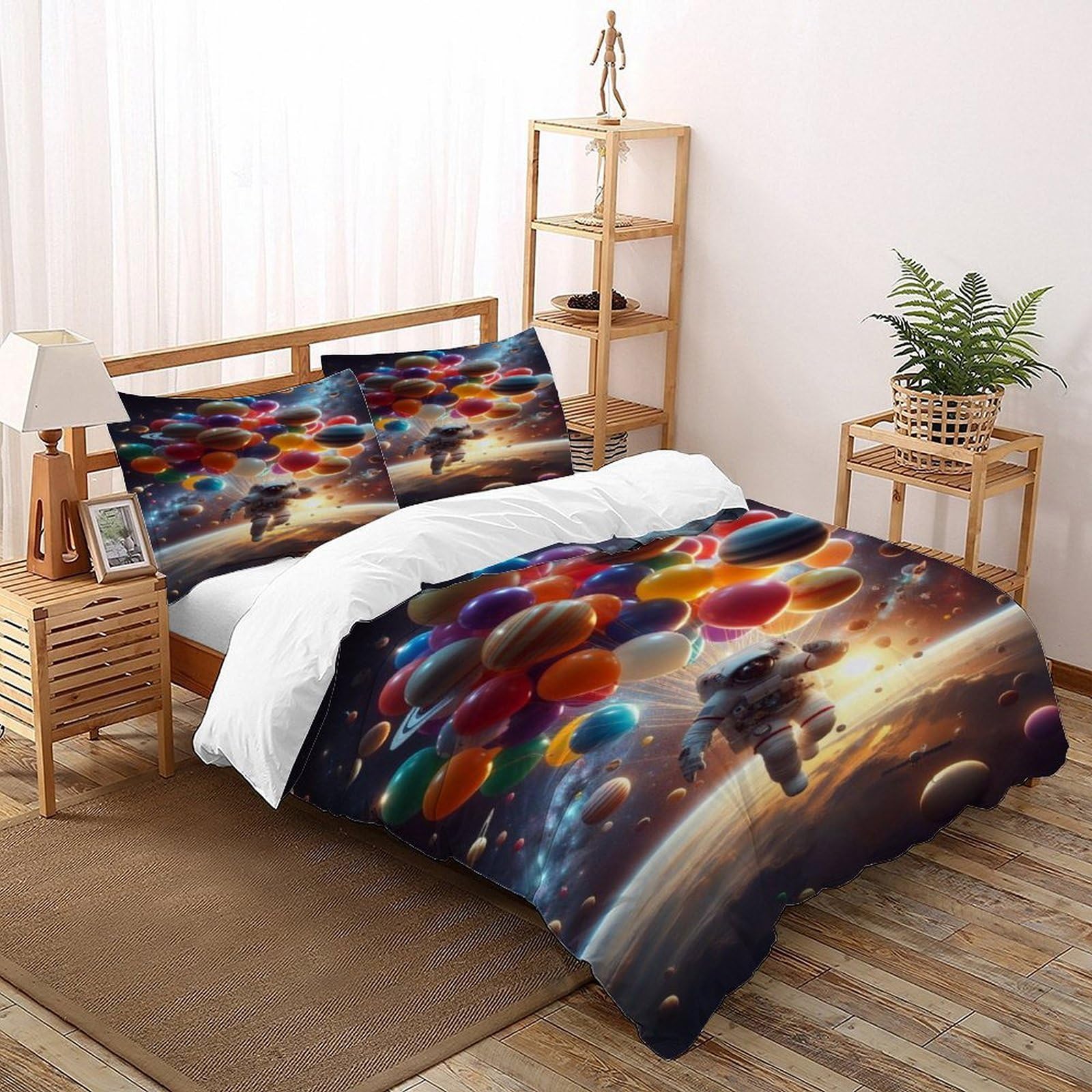 Housses de couettes ballons d'astronaute anti-plis pour lit super king size