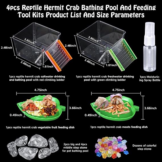 7 Pack Hermit Crab Pool Hermit Crab Water Bowl Dish Hermit Crab Food Bowl Dish Hermit Crab Accessories Starter Kits