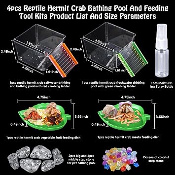 7 Pack Hermit Crab Pool Hermit Crab Water Bowl Dish Hermit Crab Food Bowl Dish Hermit Crab Accessories Starter Kits