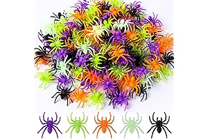 150PCS Halloween Realistic Spiders Decoration, Plastic Spiders and Bats