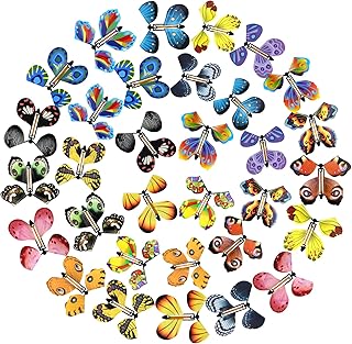 Shyflpopo 32 Pieces Magic Fairy Flying Butterfly Card Wind up Butterfly Rubber Band Flying Butterfly Surprise Flying Paper...