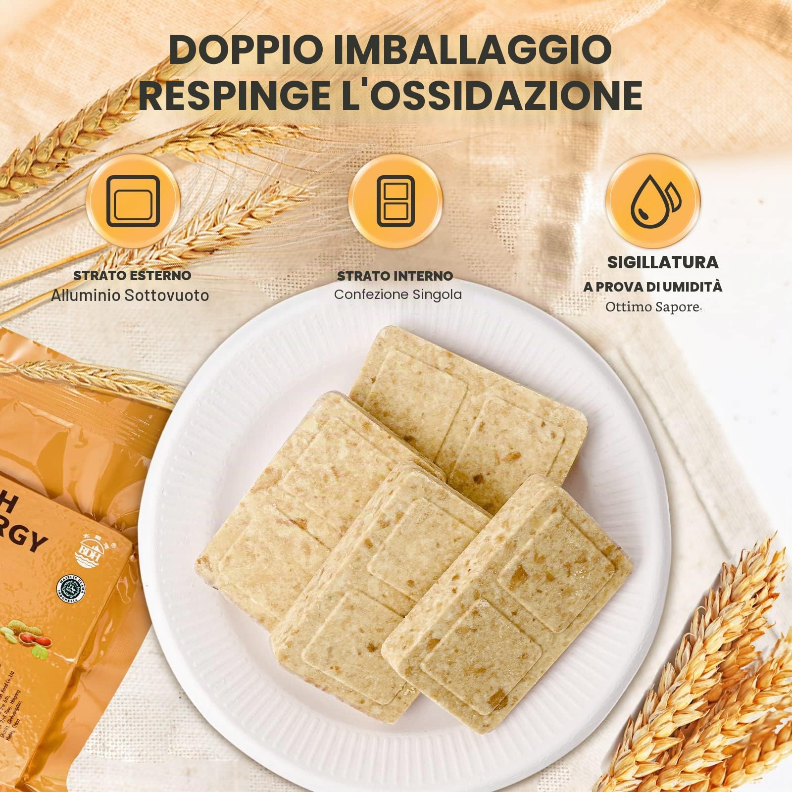 BDH 1 confezione di barre alimentari di emergenza, con linguette di sopravvivenza originali per campeggio, emergenza, tempesta di neve, terremoti, disastri, con durata di 20 anni, 250 g/bar