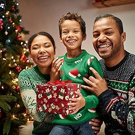 GIOLNIAY Red Christmas Wrapping Paper Men Women Kids - Holiday Gift Wrap with Polar Bear, Snowman, Gingerbread Man & Sweater - 4 Jumbo Sheets, 2840 Each, Easy to Store