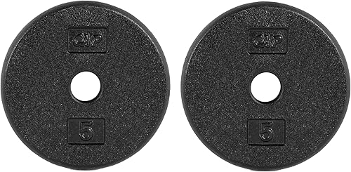 CAP Barbell Placas de peso estándar de hierro fundido de 1 pulgada, individuales y juegos  1.25-50 libras  Múltiples opciones