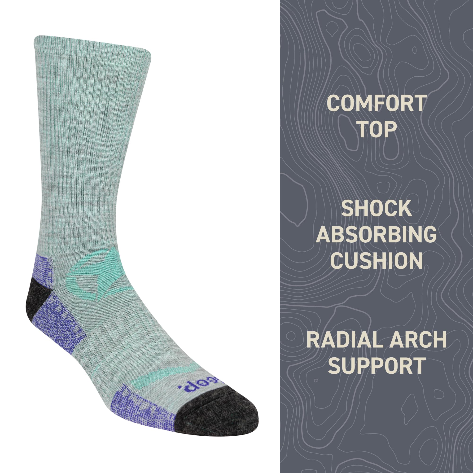 Jeep Damen Wool Blend Logo Crew Socks - 1 Pair Pack - Moisture Wicking And Breathable Mesh Zones Crew aus Wollmischgewebe
