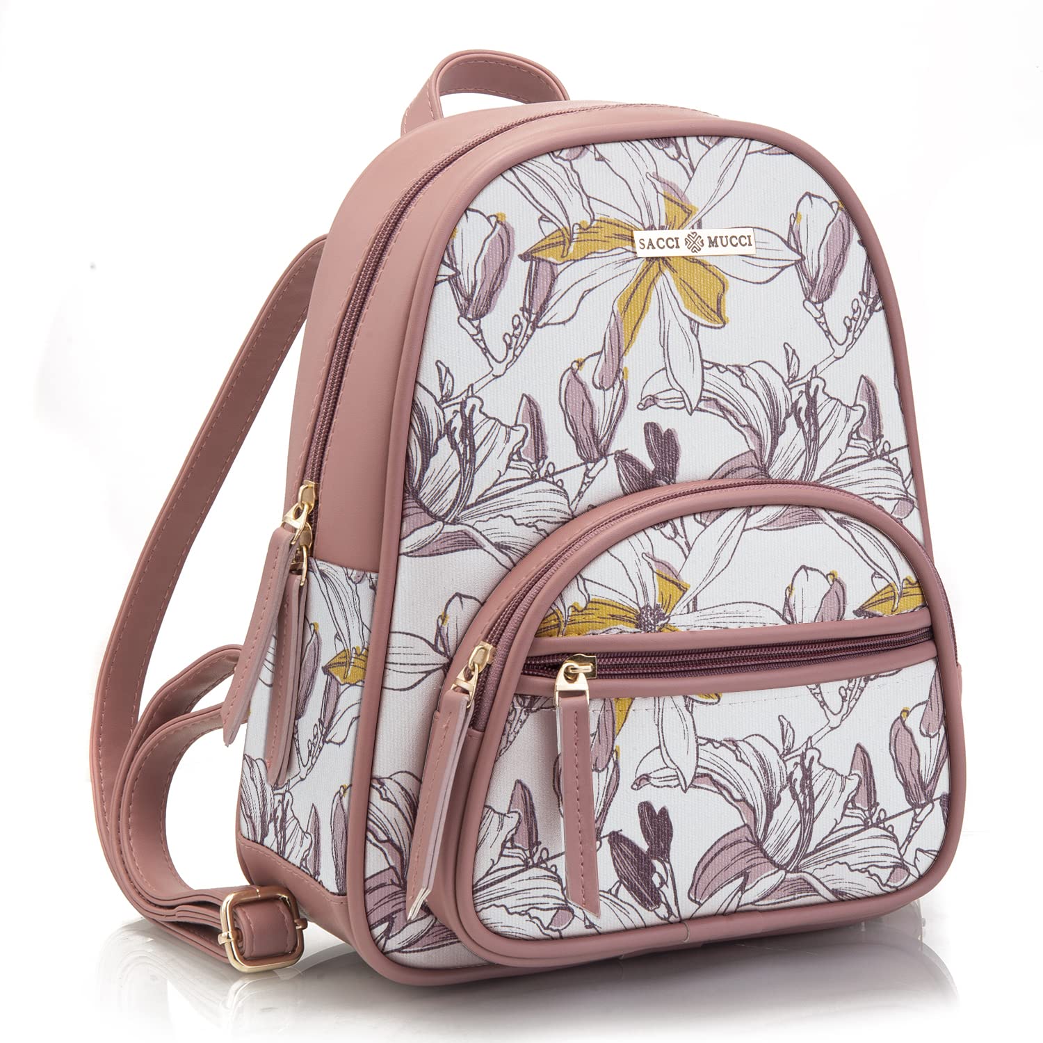 SACCI MUCCI Women College Backpack | s For Girls Latest | College Bags For Girls | Ladies Shoulder Bags Travel For Women Or Girls- Magnolia Floral Print (Blush), 10 Litres, Assorted (B0C1WXZ85N) Amazon Price History, Amazon Price Tracker