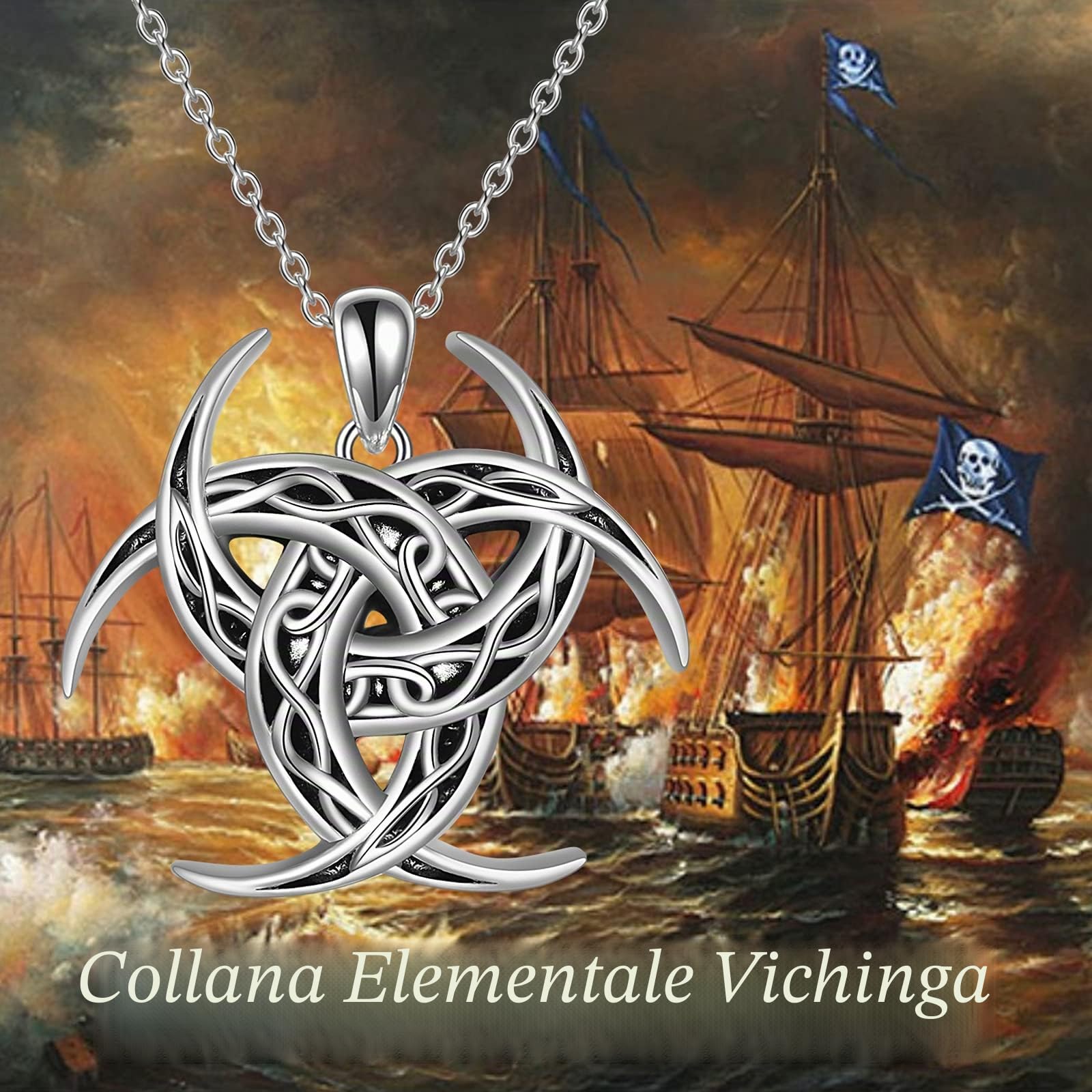 YAFEINI Collana con ciondolo vichingo con nodo celtico di buona fortuna per le donne Gioielli in argento sterling 925 lucido con protezione di amuleto vichingo Triskele