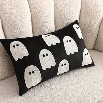 2er Set Geister Kissenbezüge Halloween - Weiche Plüschhüllen 50x50cm Für Herbstdeko