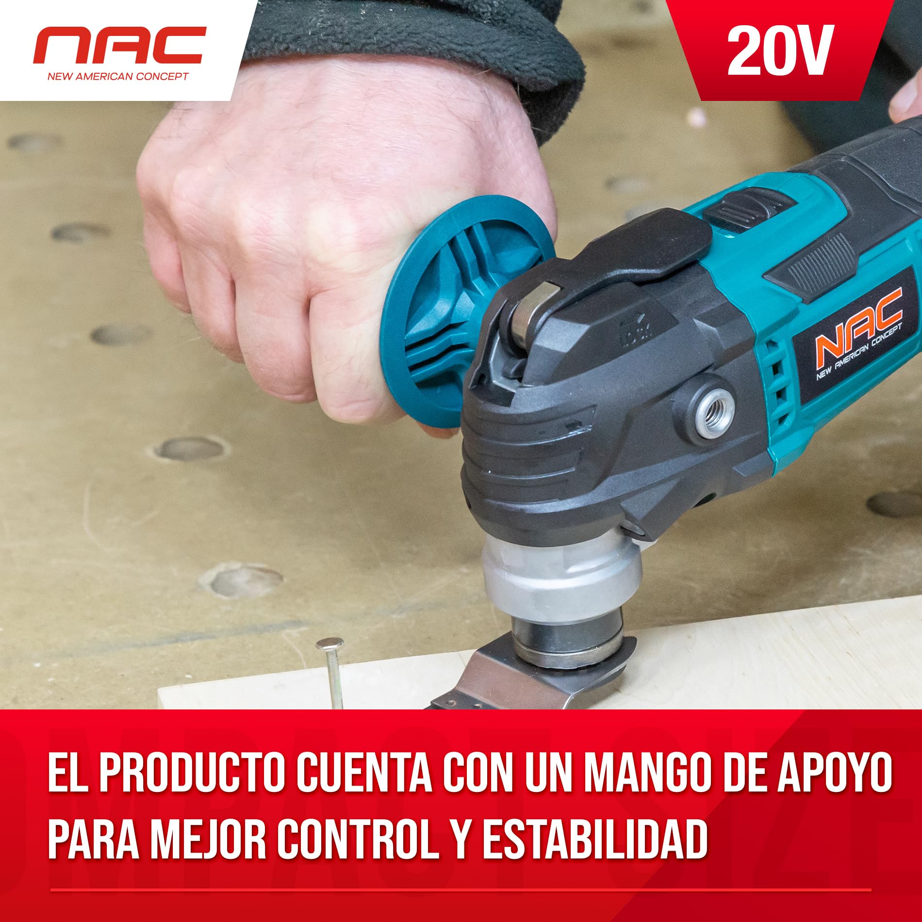 NAC Dispositivo multiusos inalámbrico MT-LI-ST-20V, verde, luz LED incorporada, el dispositivo es compatible con todas las baterías de la serie Akumultisystem 20V, con batería de 2.0 Ah y cargador