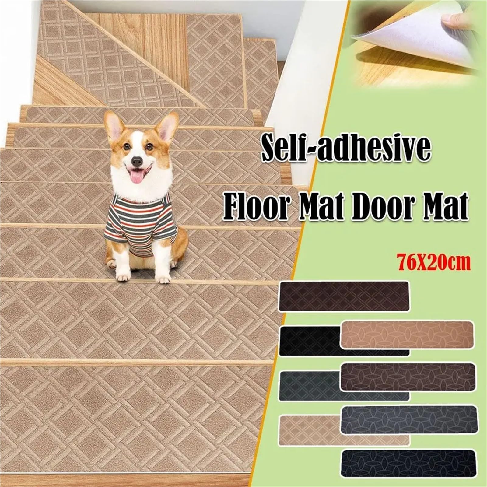 8 Stück Treppenmatten, Selbstklebende, rutschfeste Treppenstufen-Teppichmatten, weiche Sicherheits-Treppenschutz-Abdeckpads für Schutz(A Beige)