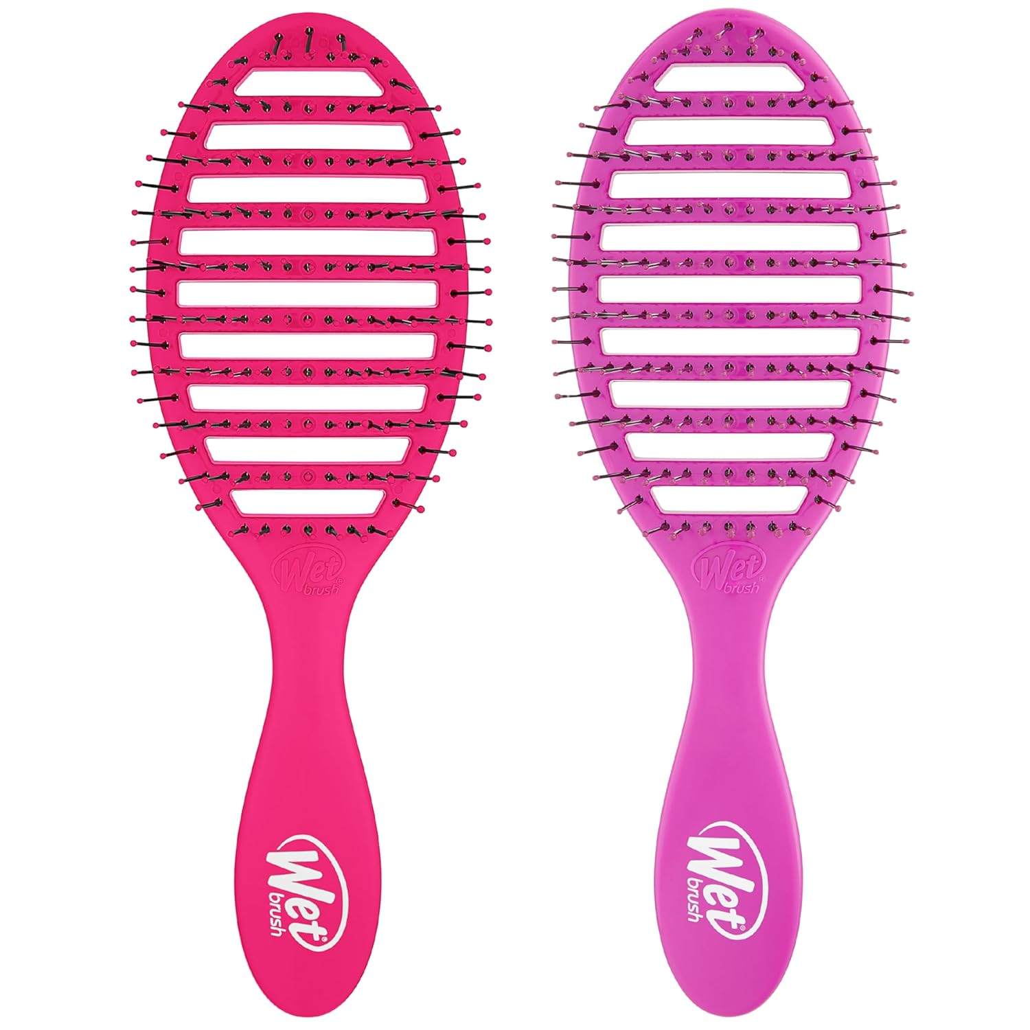 Wet Brush Speed Dry Detangling Brush, Vented Design for Fast Blow Drying - Ultra-Soft HeatFlex Bristles for Pain-Free Knot Removal - All Hair Types (Pink & Purple, 2 Pack)