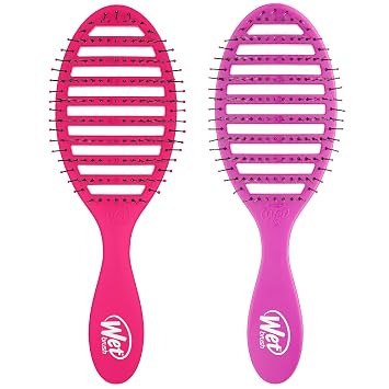 Wet Brush Speed Dry Detangling Brush, Vented Design for Fast Blow Drying - Ultra-Soft HeatFlex Bristles for Pain-Free Knot Removal - All Hair Types Pink & Purple, 2 Pack