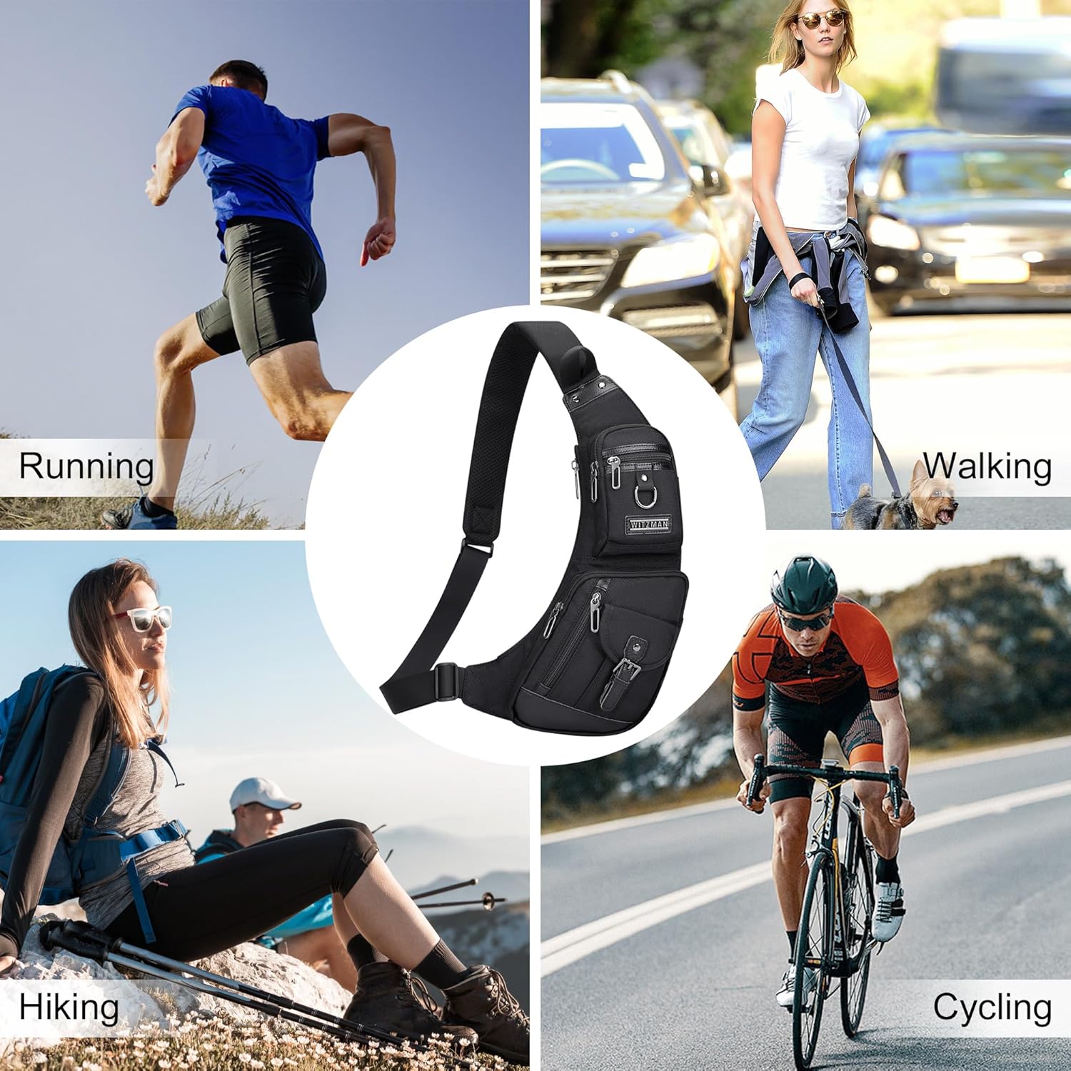 WITZMAN Sling Bag for Men Crossbody Bags Travel Slim Chest Bag One Strap Lightweight Casual Daypack - Image 9