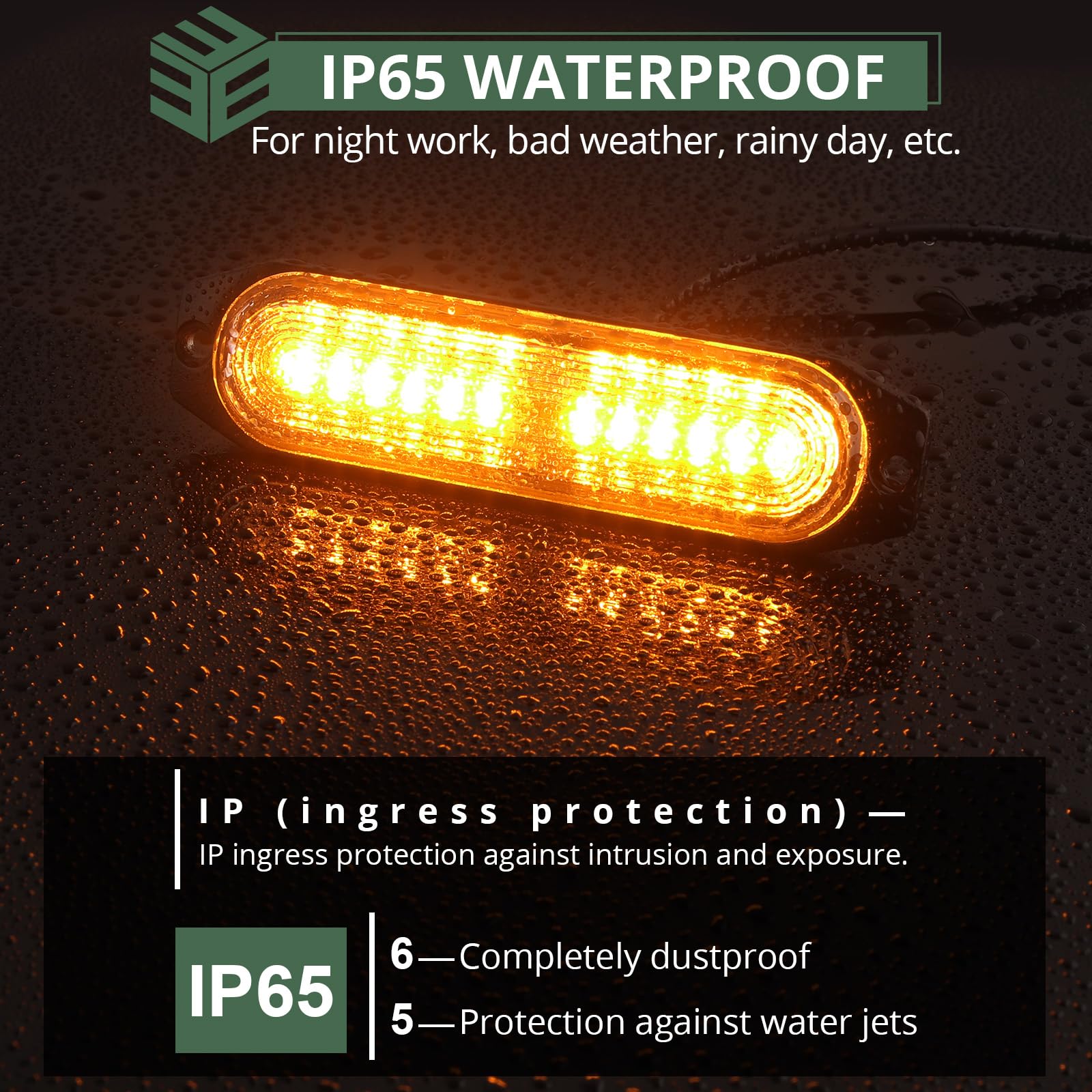EYPINS 12LED Luces Estroboscópicas, 8pcs Luz de Advertencia Luz Intermitente Estroboscopio IP65 Luz de Emergencia 30 Modos Intermitentes 12V/24V para Camión, Tractor, Carretilla Elevadora