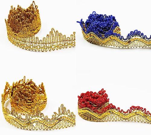 Miniatura 3 de Tibaoffy Cinta de 14 yardas de ancho de 1.37 pulgadas con ribete de encaje dorado decorado para bodas, actuaciones de disfraces, telas de costura o