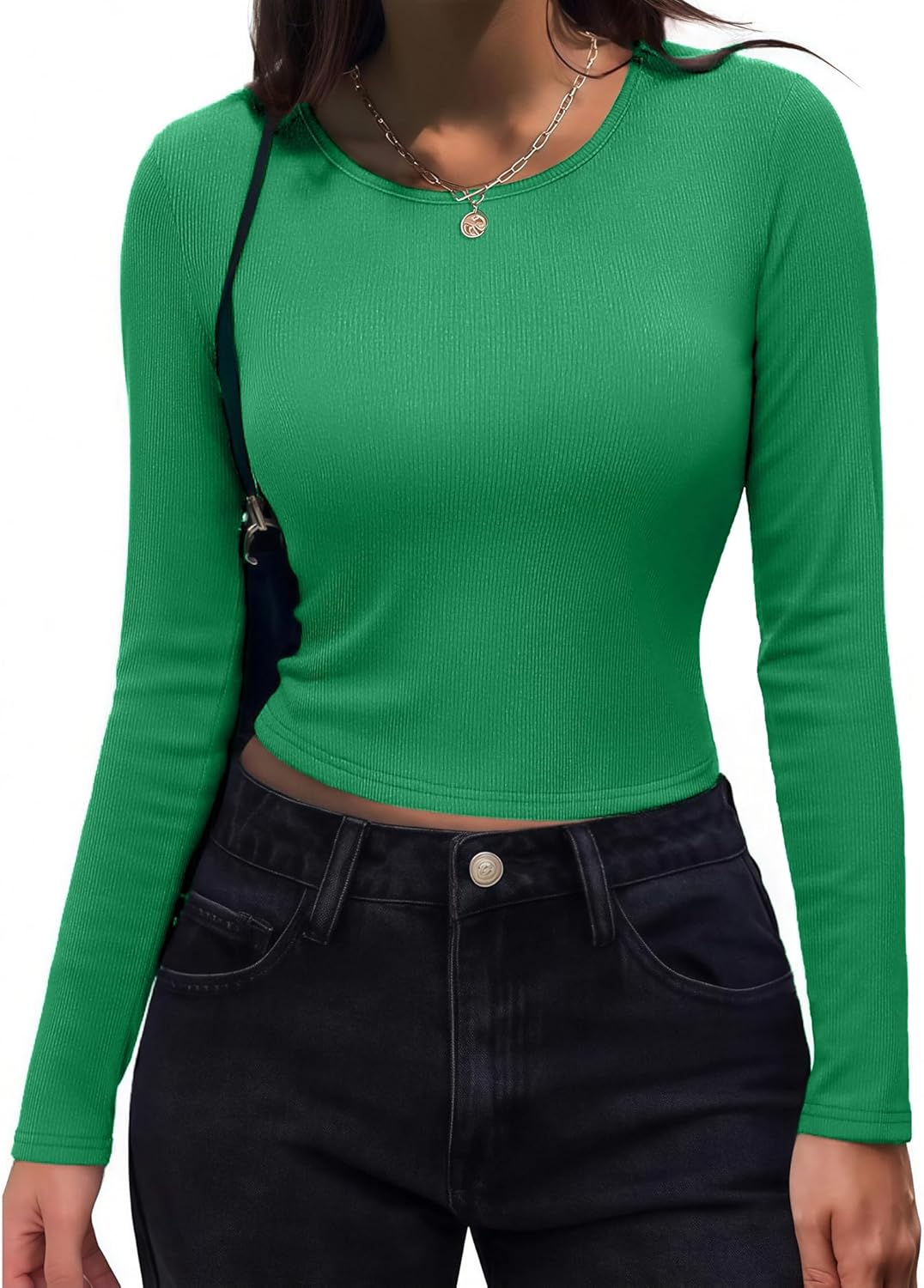 Zeagoo Women's Ribbed Fitted Long Sleeve T Shirts 2 Pack - Image 2