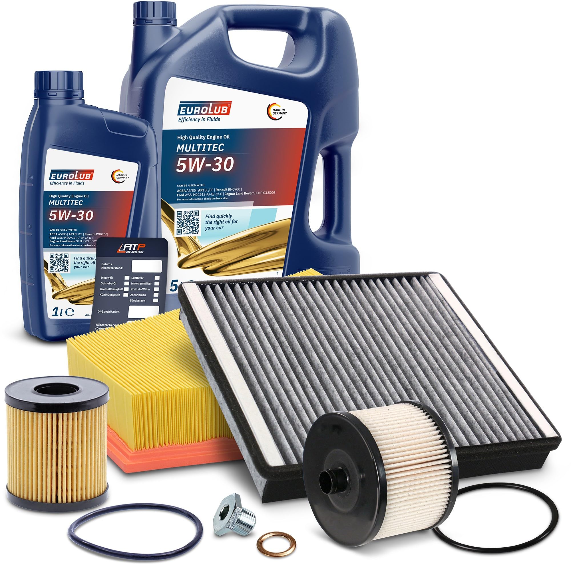 BESTPRICE Inspektionspaket Filterset mit 1x Ölfilter, 1x Kraftstofffilter, 1x Luftfilter, 1x Innenraumfilter (Aktivkohle), 1x Motoröl 5W-30 6 l, Kompatibel mit FORD GALAXY II (WA6), S-MAX (WA6)