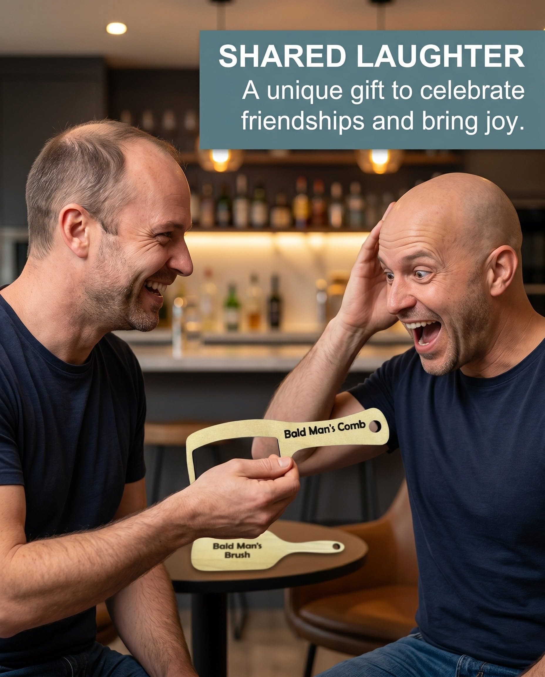 2 Pezzi Pettine per Testa Calva, Regalo Scherzo Divertente Uomo, Gadget Comico Originale, Idea Sorpresa per Amici Mariti