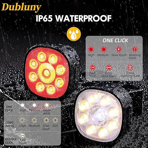 Miniatura 2 de Bike Lights Front and Back for Night Riding Safety,Super Bright Headlight and Red Rear Tail,IP65 Waterproof USB Charging,with 8 Ultra-Bright LED