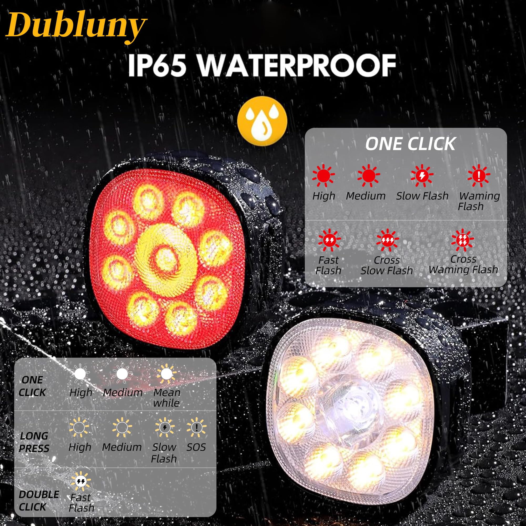 Luci per bicicletta [8+7 modalità], luci anteriori e posteriori super luminose, ultra luminose con faretto e proiettore, impermeabile IP65 e luci per scooter, facili da installare