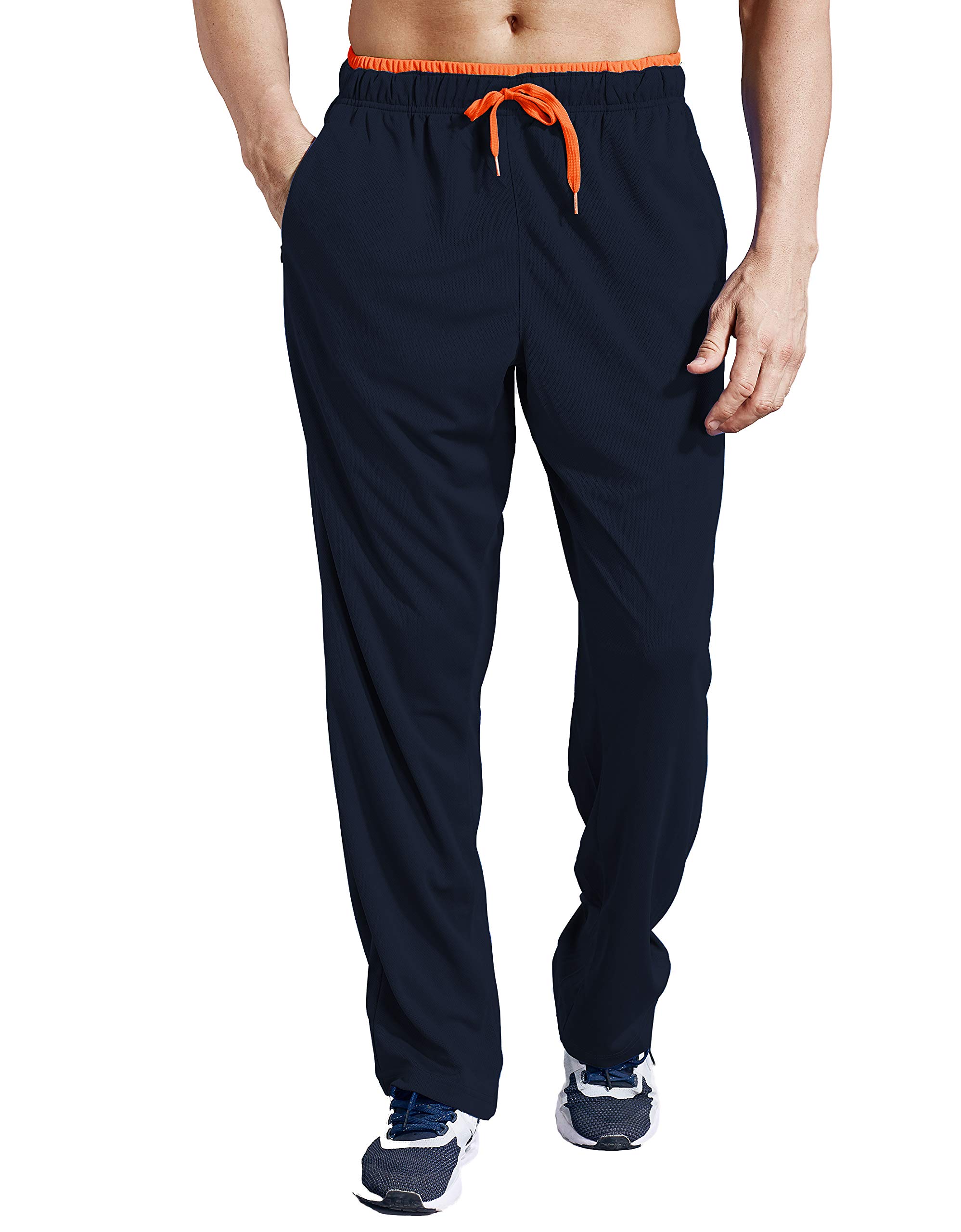 Men's Sweatpants with Pockets Open Bottom Athletic Pants for Jogging, Workout, Gym, Running, Training