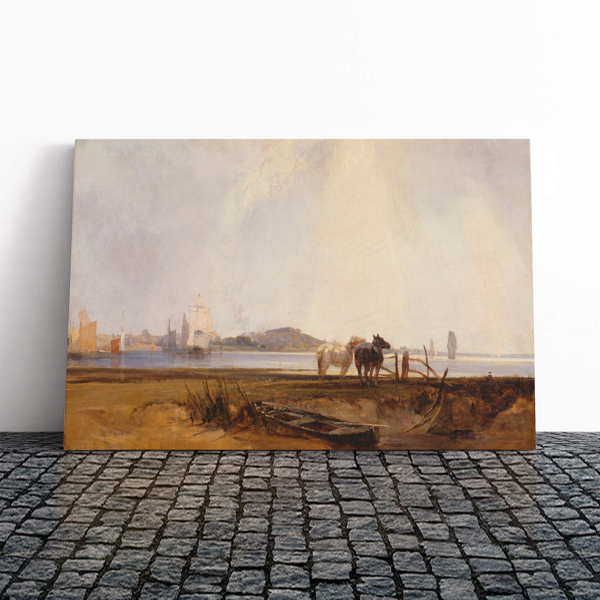 Richard Bonington Landscape Near Quilleboeuf Canvas Print | Gallery Wrapped 30mm Frame Wall Art | 20x14 inches | Ready to Hang | Modern Landscape Picture | Living Room Bedroom Lounge Office