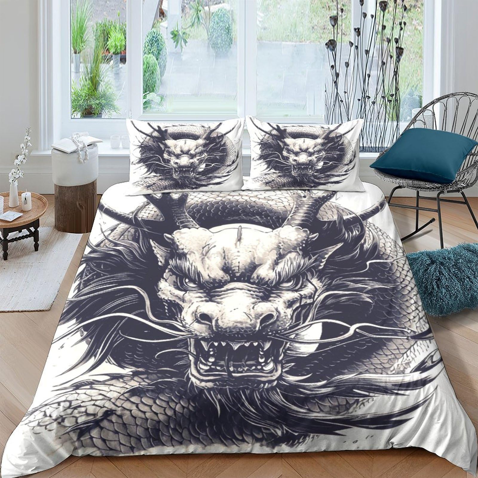 Housse de couette respirante 200x200 parure de lit 3 pièces avec fermeture éclair