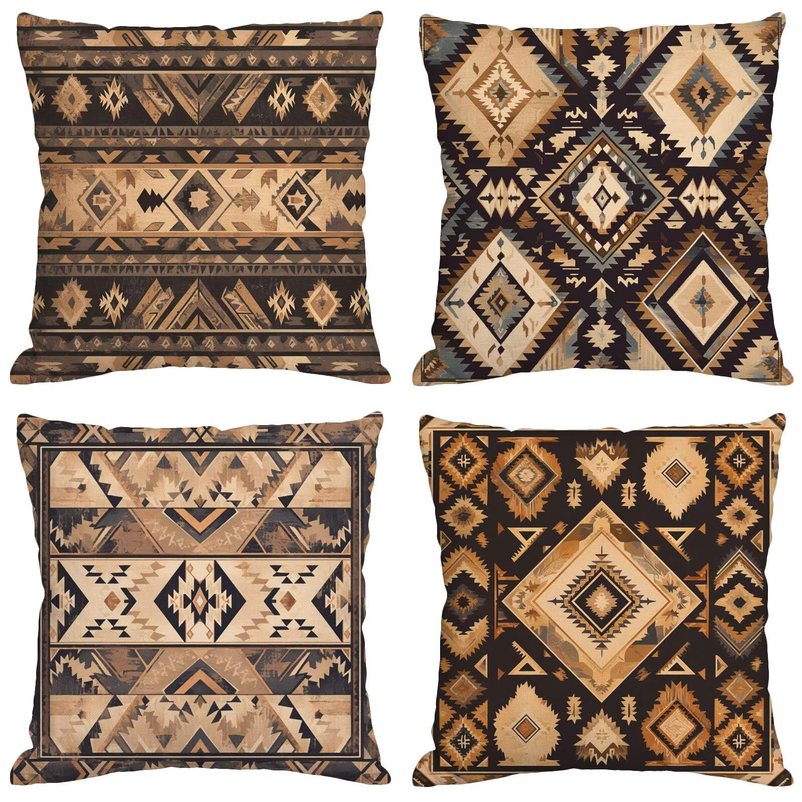 Outdoor Kissen Beige Kissenbezug 60x60 cm 4er Set Balkon Dekokissen Böhmen Outdoor Kissenhülle Wasserdichte Samt Doppelseitiger Gedruckte Sofakissen Garten Balkon Zierpolster OutdoorDeko, Gifts z-815
