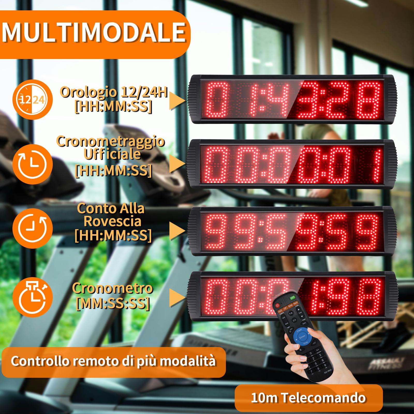 YZ Orologio da Parete Digitale, Cronometro Sportivo con Telecomando, Timer per Gare con Display a Led, Cronometro/Conto Alla Rovescia, Timer per Palestra da 5'' con Supporto per Casa Palestra Garage