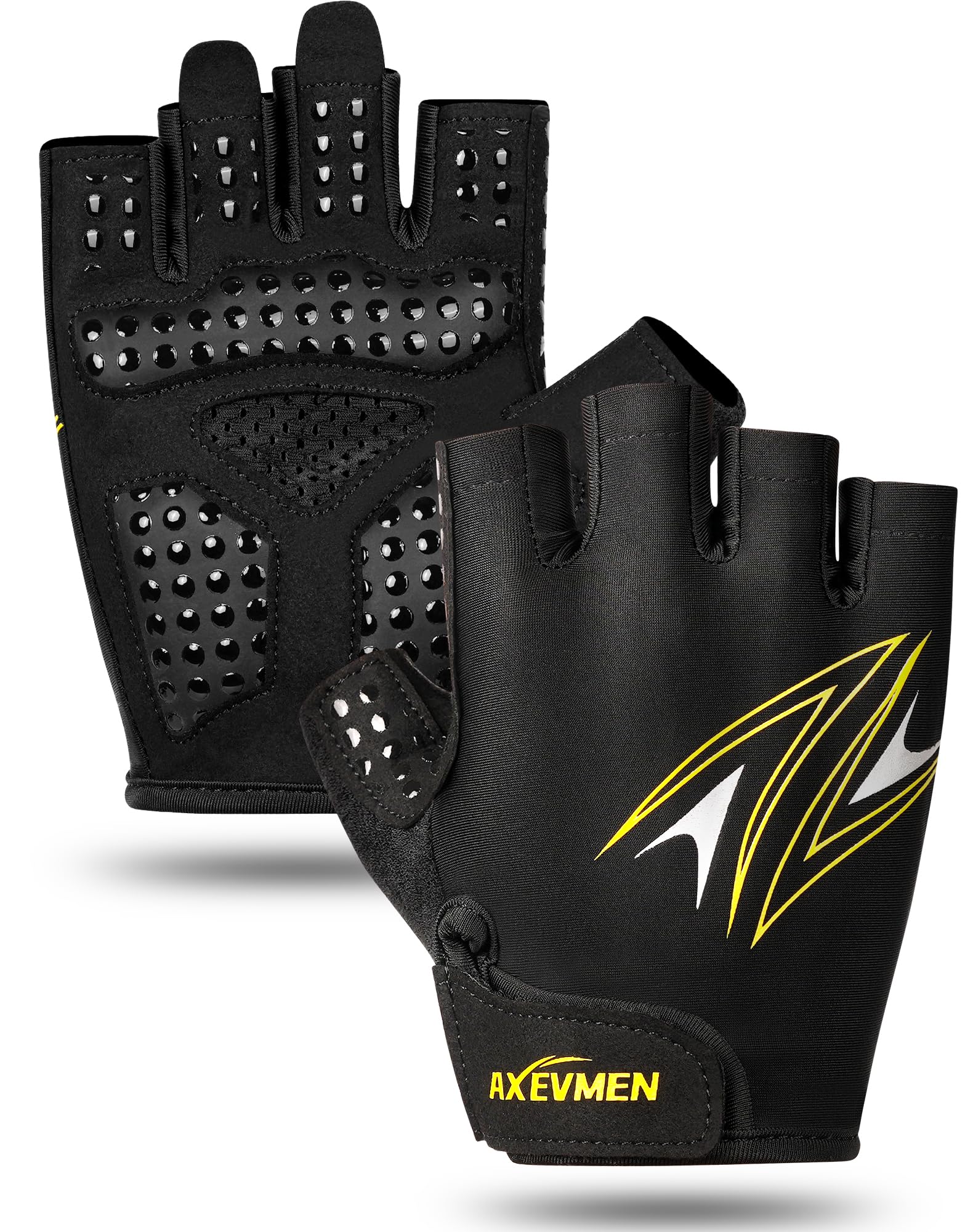 AXEVMEN Fahrradhandschuhe Halbfinger für Herren & Damen - | Radsporthandschuhe mit 6mm SBR-Polsterung für Radfahren, MTB, Fitnessstudio und Training