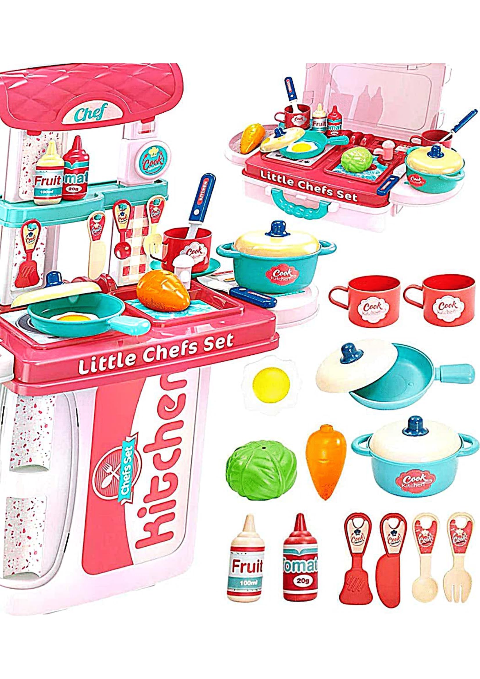 DOOLBOOL Little Chefs Play Set, Pretend Kitchen Accessories with Utensils, Cookware, Toy Food, 24 Pieces (B0DGSYS3Y7) Amazon Price History, Amazon Price Tracker