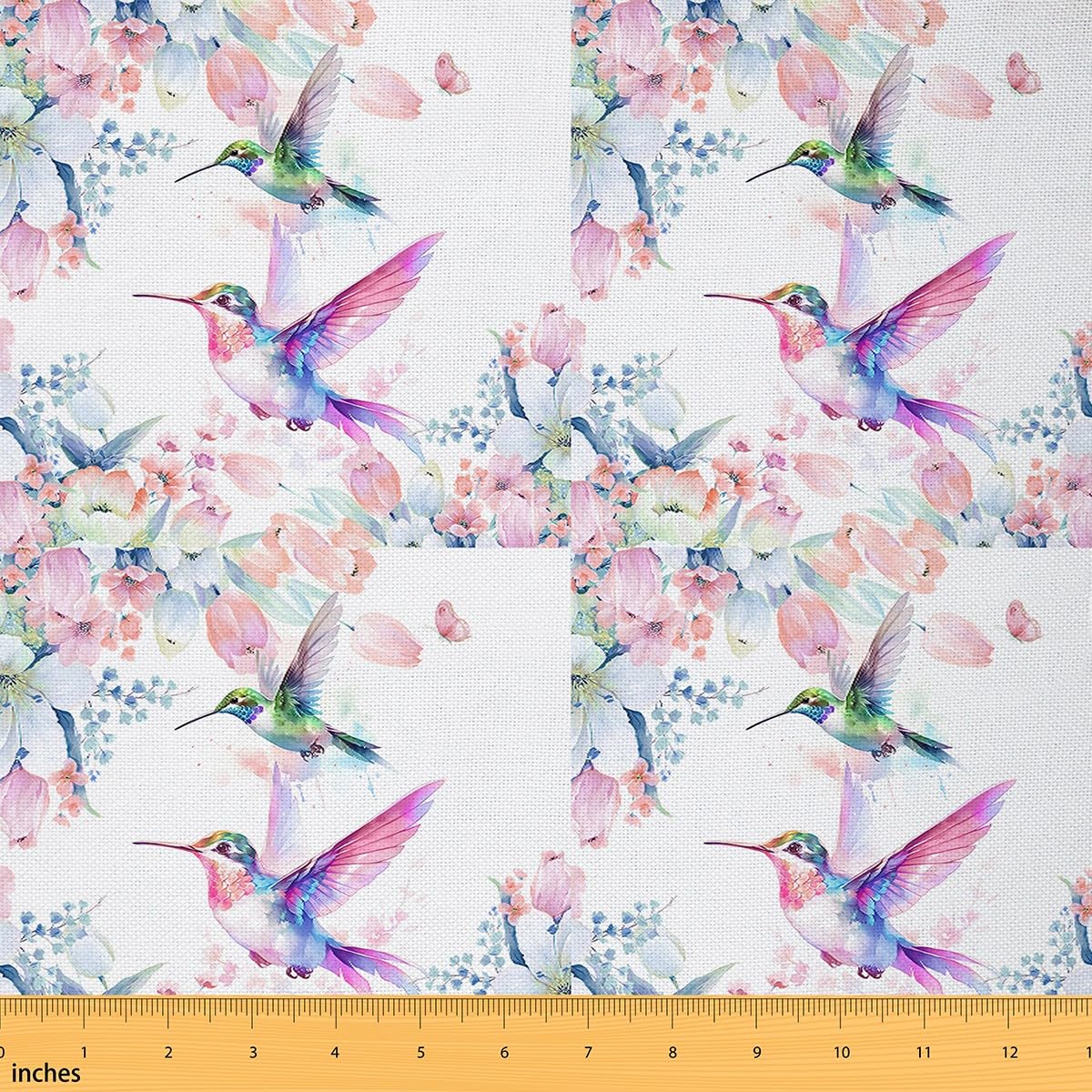 Homemissing Hummingbird Fabric by The Yard 10 Yards (L920*W150cm) Tropical Birds Decor Fabric Flower Floral Print Upholstery Fabric for Chairs Farmhouse Zoo Garden DIY Reupholstery Fabric