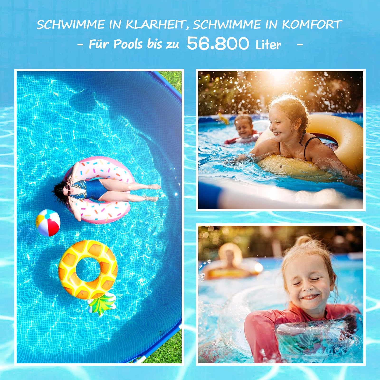 Pool Salzwasseranlage, Briidea Chlorinator Salzwassersystem mit US-Titanzelle, 6G/H, für Aufstellpools bis 56.800 L, kompatibel mit Intex, IP66 wasserdicht, intelligentes Bedienfeld