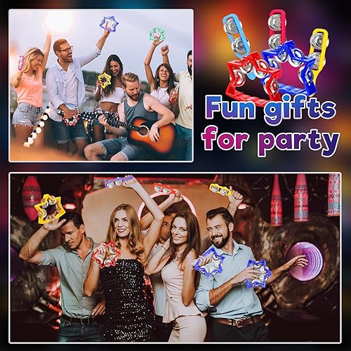 Miniatura 6 de Lukmaa 72 unidades de pandereta para niños, 36 campanas de plástico de mano, 36 unidades, platillos para niños, instrumentos musicales, juguetes de