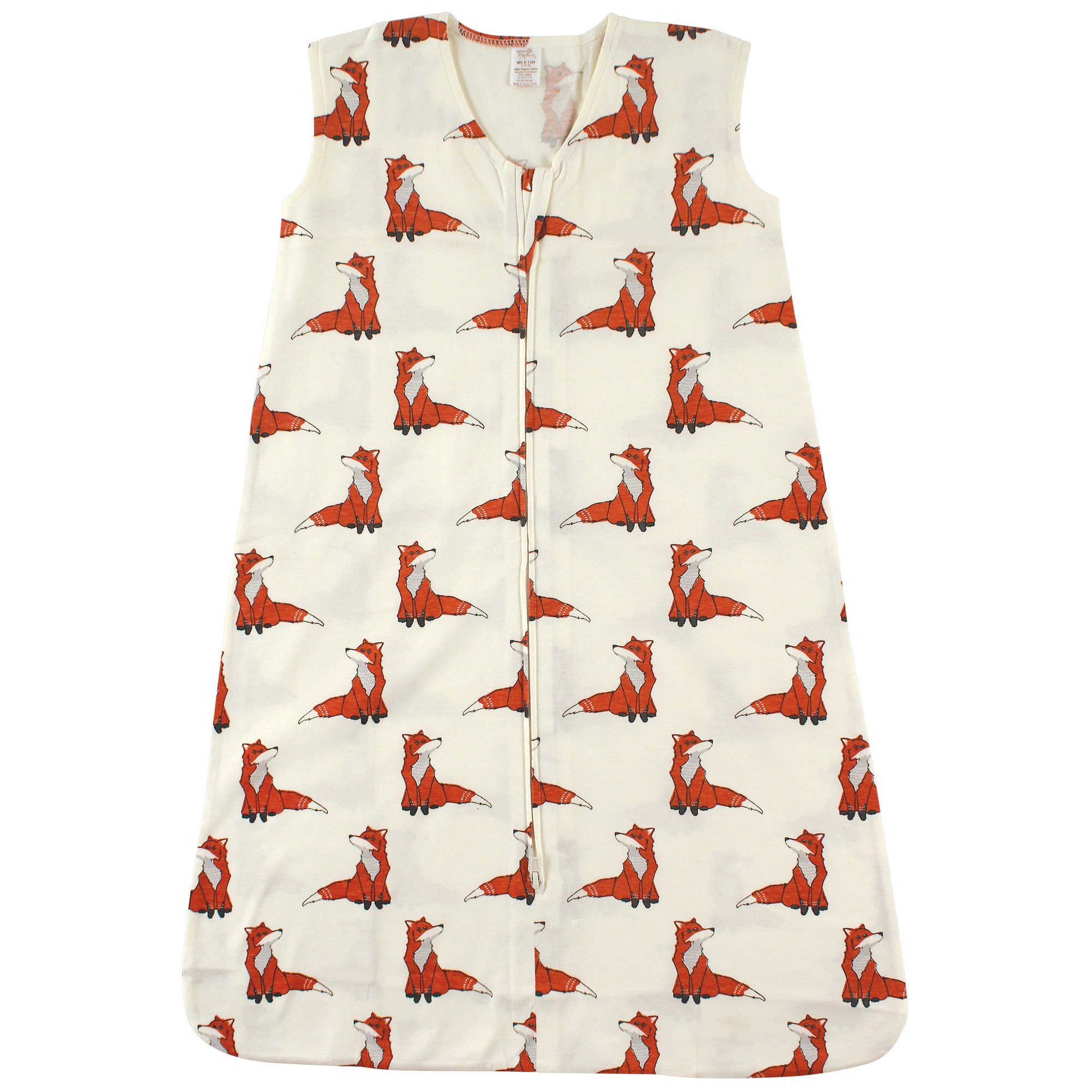 Touched by Nature Unisex Baby Organic Cotton Sleeveless Wearable Sleeping Bag, Sack, Blanket, Boho Fox, 6-12 Months