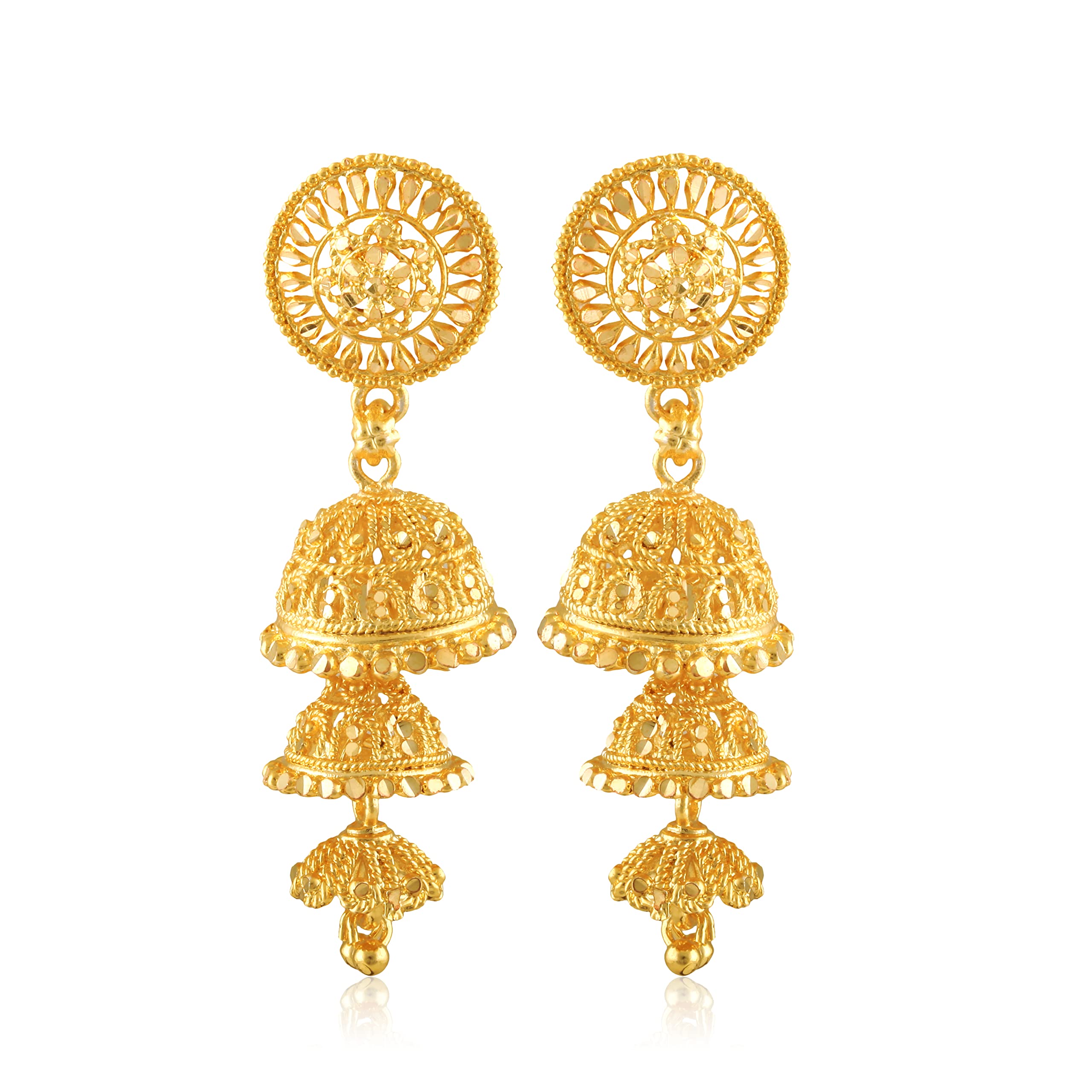 MEENAZ Jhumki Jhumka Earrings for Women Girls Traditional Temple 1 One Gram Gold Brass Copper South Indian Screw Back Meenakari Ear Chains Hair Peacock Jhumkas Combo Wedding chain -GOLD JHUMKI-M256 (B09ZB41F23) Amazon Price History, Amazon Price Tracker