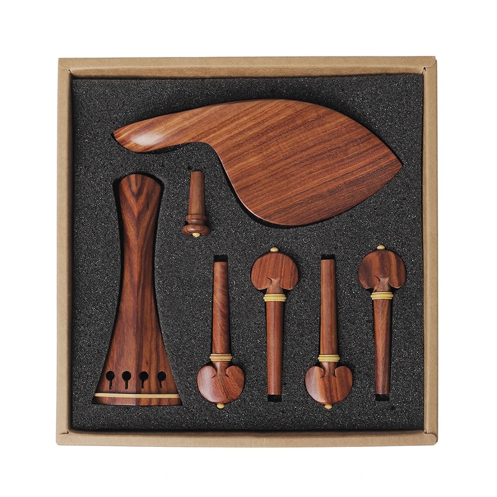 Juego de violín 7 unids/set 3/4 4/4 mentonera clavijas de afinación endpin palisandro con incrustaciones boj violín accesorios de violín de repuesto