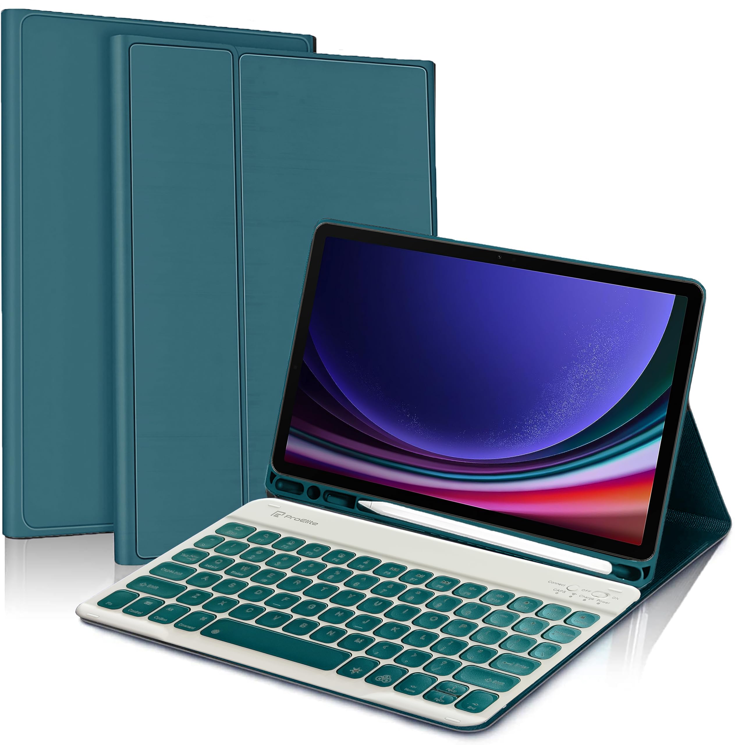 ProElite Keyboard case for Samsung Galaxy Tab S9 11 inch/S9 Fe 10.9 inch, Magnetic Detachable Wireless Bluetooth Keyboard with S Pen Holder and Built-in 7-Colors Backlit, Dark Green (B0D6NGMXQJ) Amazon Price History, Amazon Price Tracker