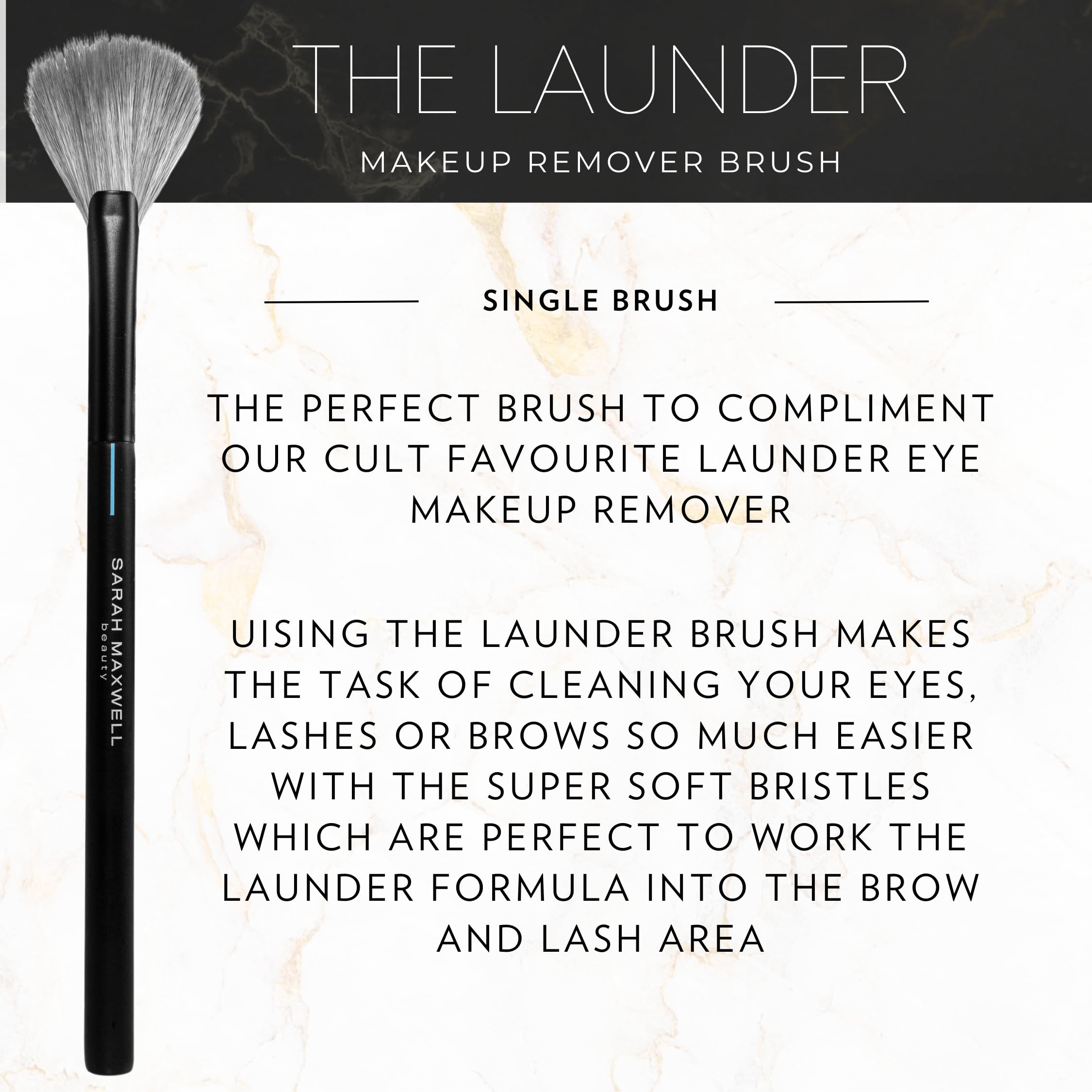 Sarah Maxwell Beauty Launder Lash Brush - Vegan Eyelash Cleansing Tool for Extensions & Natural Lashes - Gentle Makeup Remover Brush for Eyelid, Brow, & Lash Care - Durable Design for Sensitive Eyes