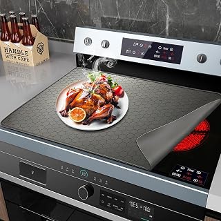 Stove Top Covers for Electric Stove, 27.55" x 19.68" Silicone Stove Cover,Foldable Ceramic Glass Electric Stove Top Cover, Dish Drying Mat to Prevent Scratching (Grey)