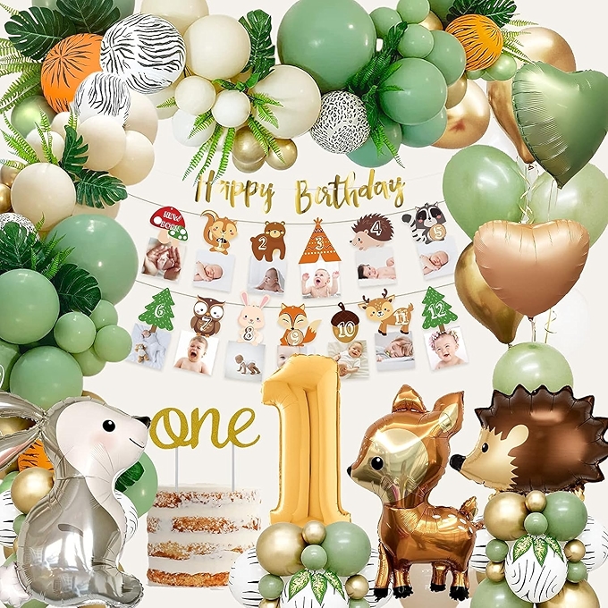 宝宝一岁生日丛林主题装饰套件