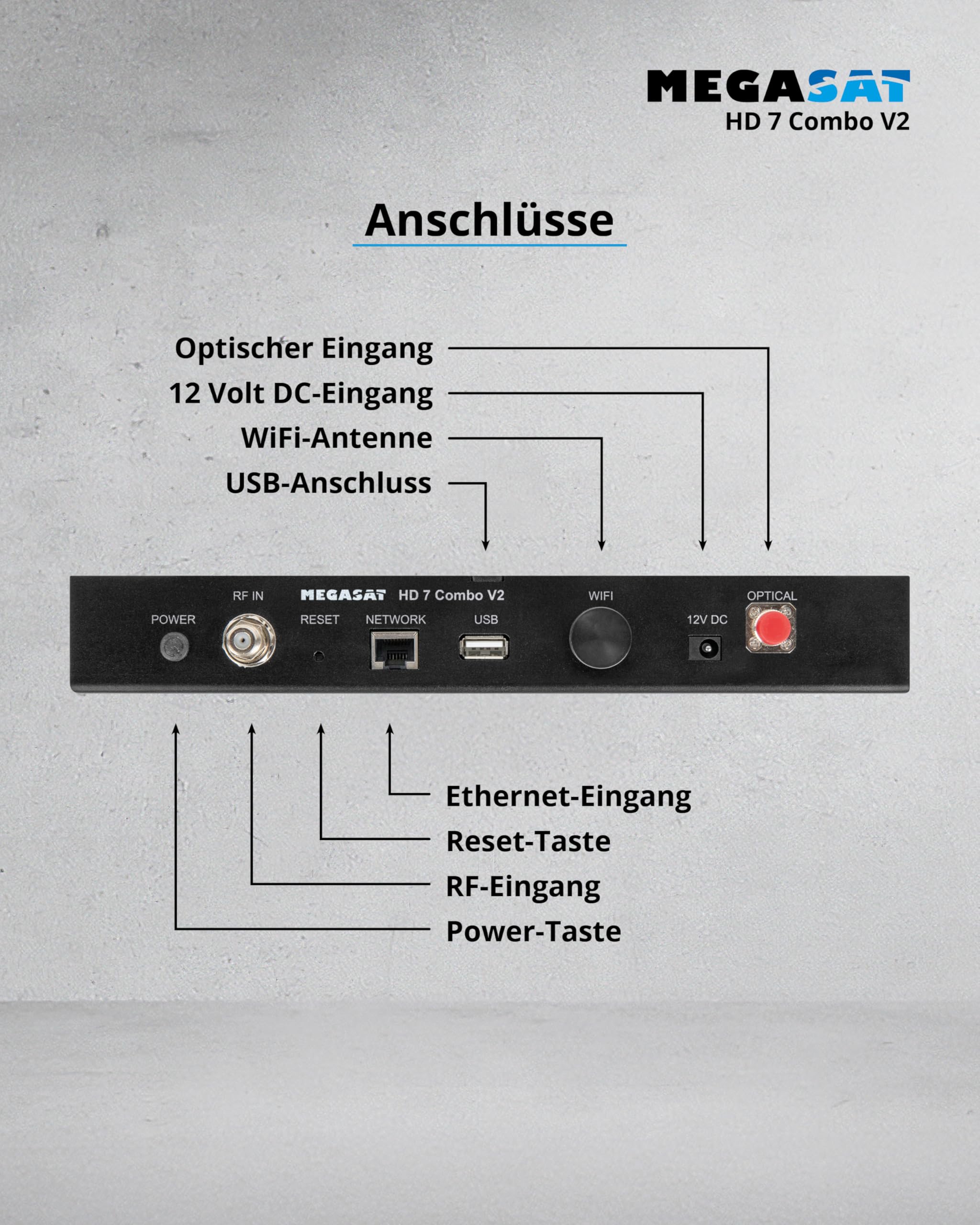 Megasat HD 7 Combo V2 – Combo-Messgerät mit Live-TV-Bild – Schwarz | Für DVB-S, DVB-S2, DVB-T, DVB-T2, DVB-C, DAB+, Unicable, 8,9″ Farbdisplay, Touchdisplay, Akku, Lampe