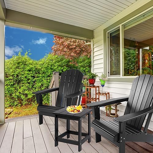 Miniatura 4 de LZRS Adirondack - Mesa auxiliar cuadrada para exteriores, mesa de patio compuesta para piscina, mesas auxiliares de polietileno de alta densidad